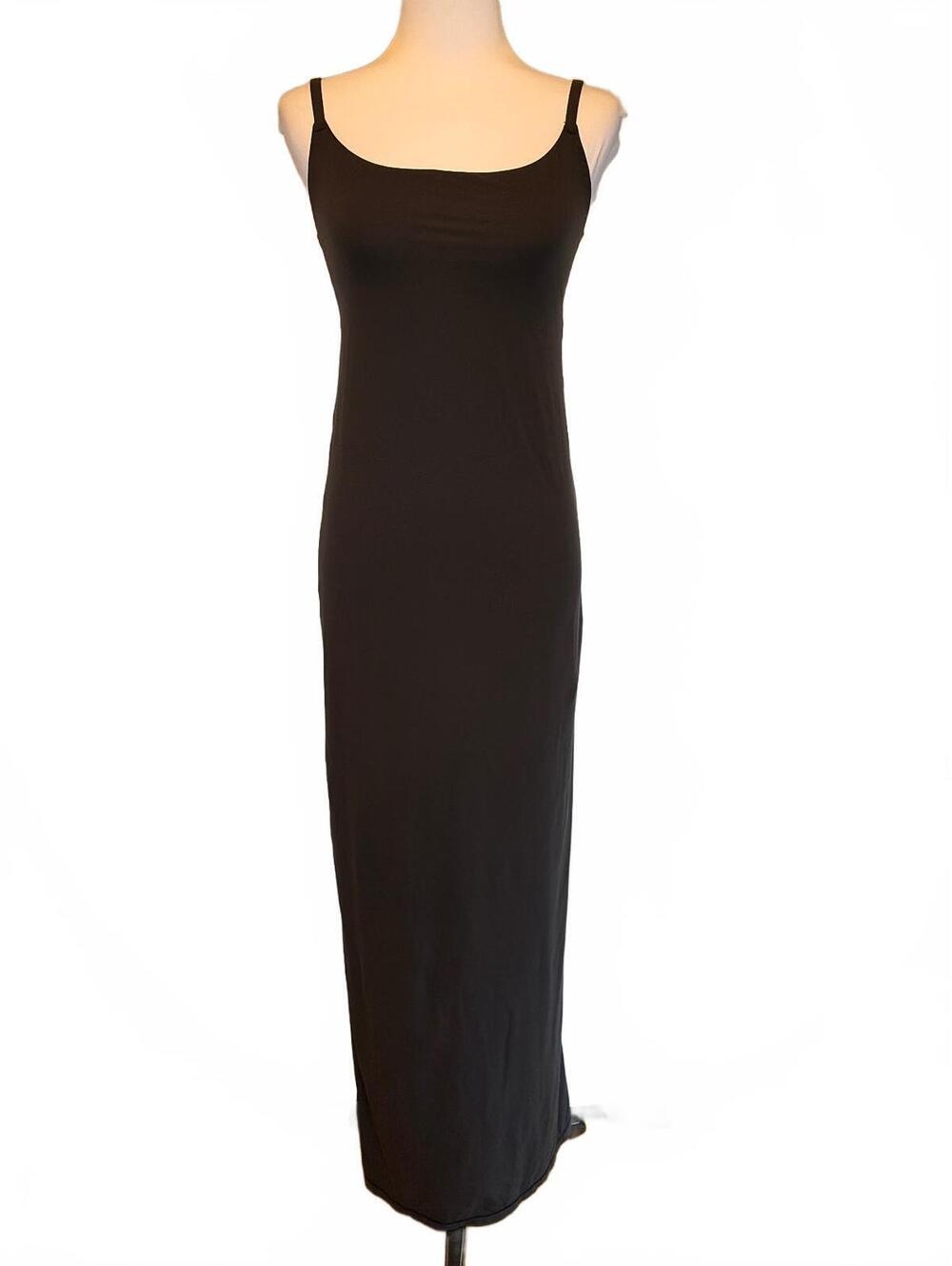 SKIMS Fits Everybody Long Slip Dress M Onyx Black Maxi Stretch Maternity Soft